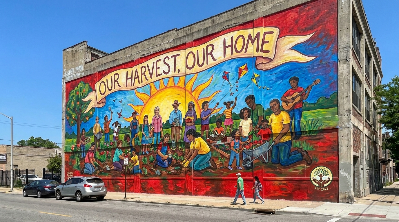 Our Harvest, Our Home community mural in Chicago, IL